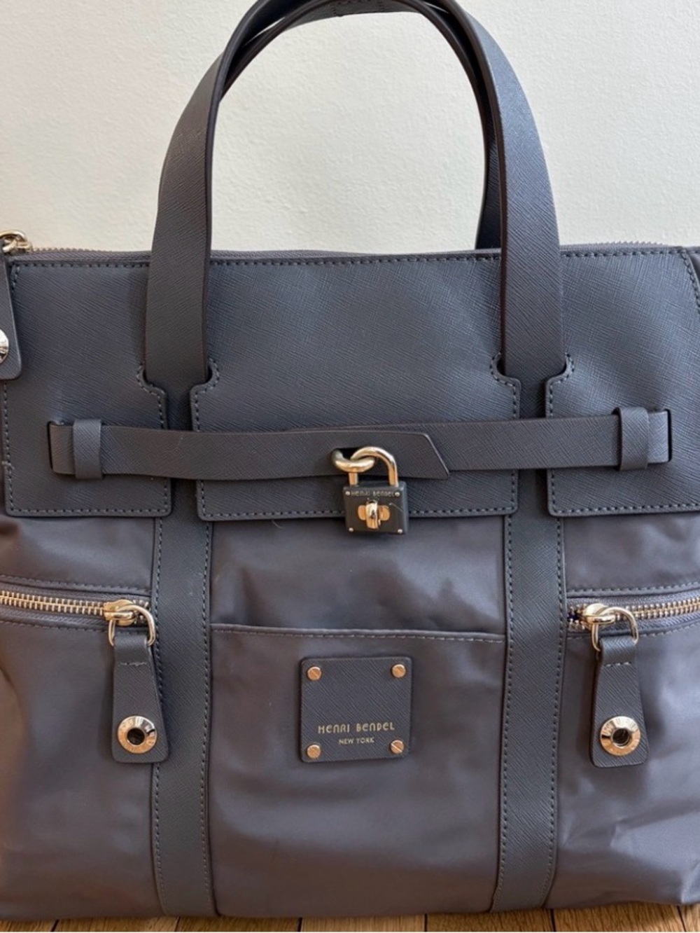 henri bendel Gray Women’sTote with Gold Hardware